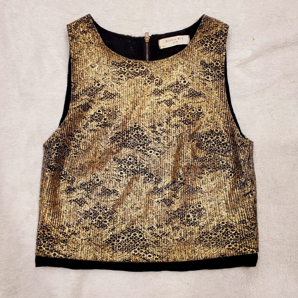 Sophie Rue Gold Black Crop Top Size XS